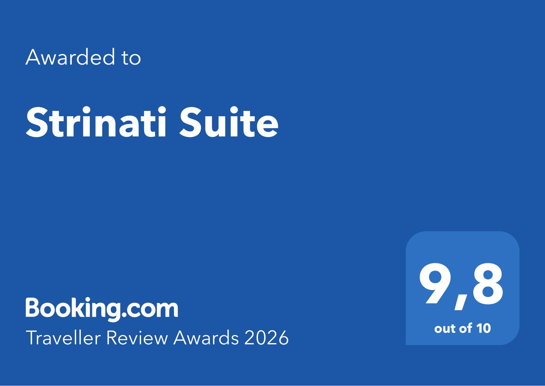 Traveller Review Awards 2026 — Punteggio 9.8